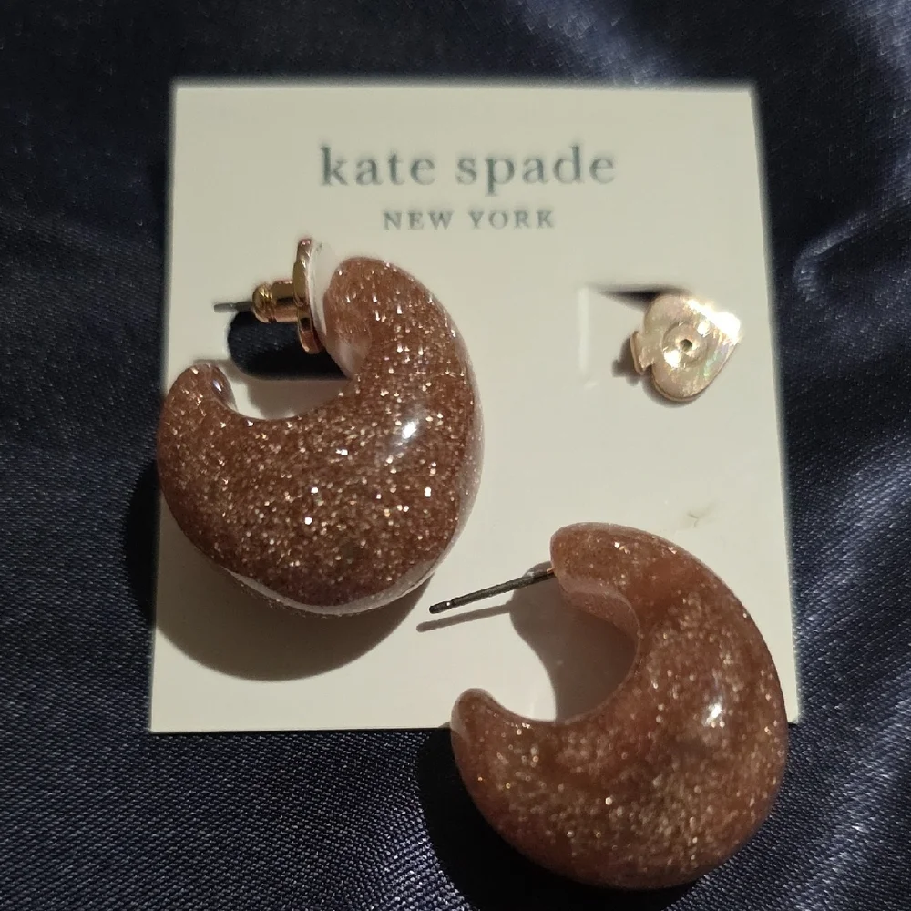 Kate Spade Sparkling‎ Brown Hoop Earrings